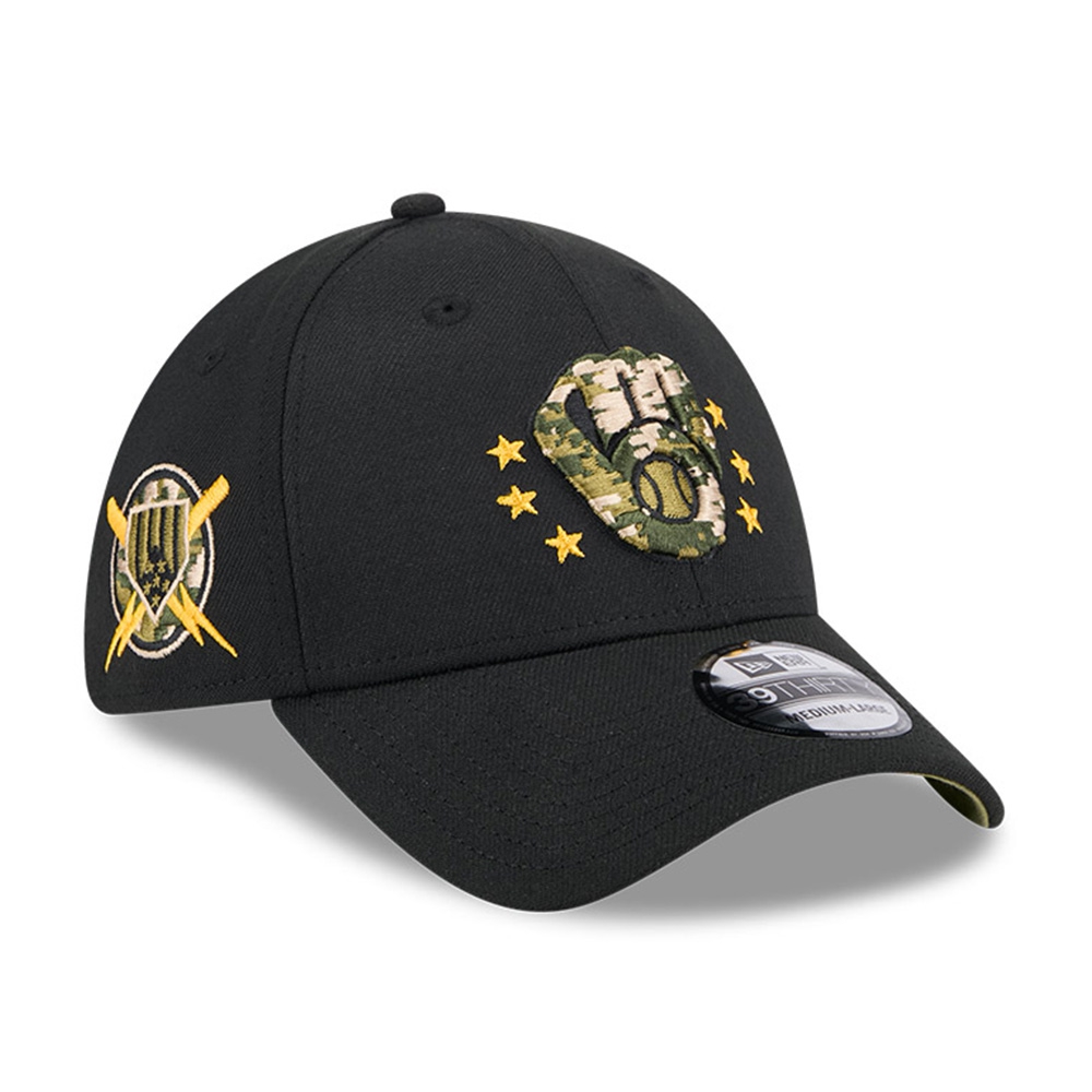 Milwaukee Brewers 2024 MLB Armed Forces New Era 39THIRTY Flex Cap Black