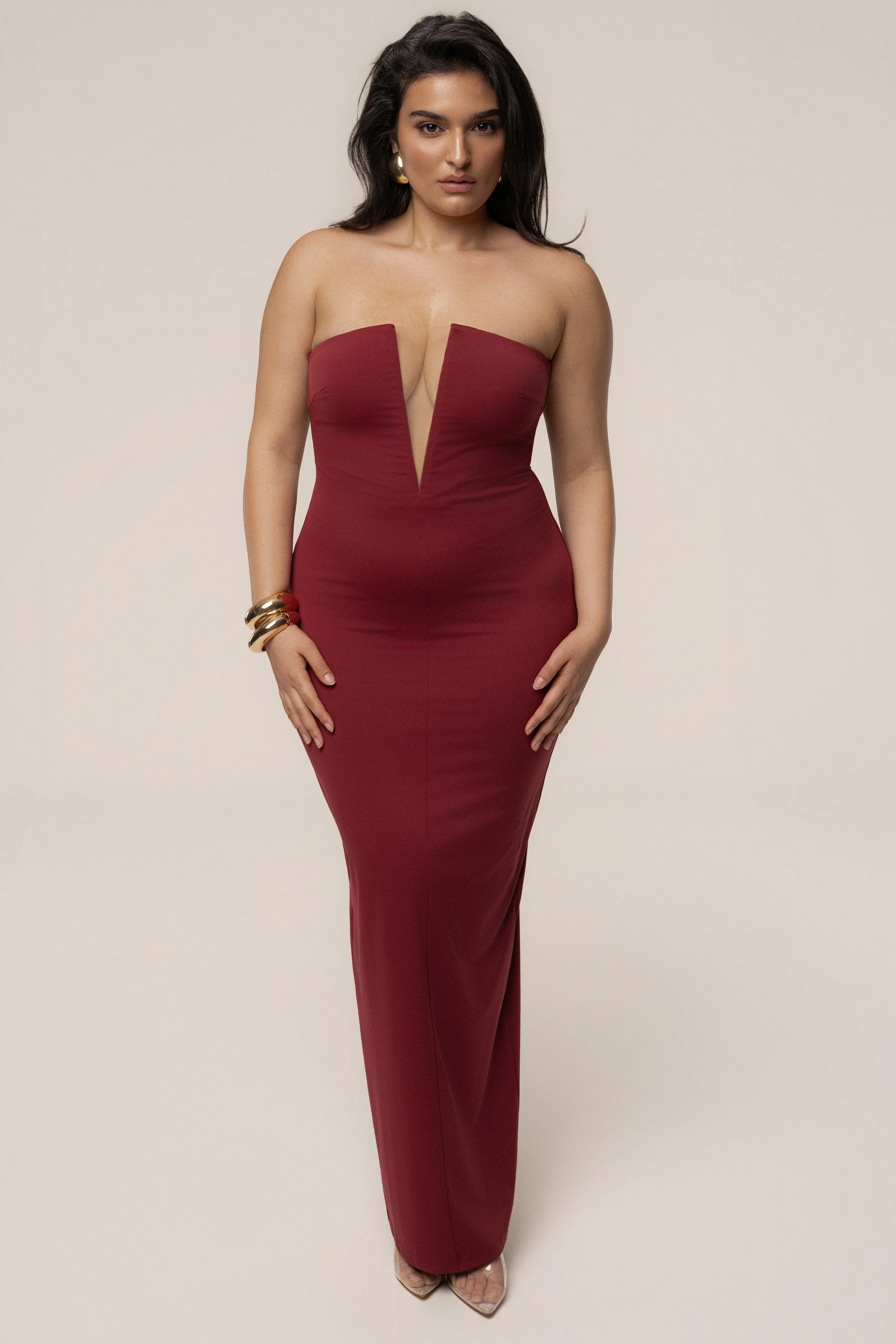 Burgundy Midnight Illusion Maxi Gown
