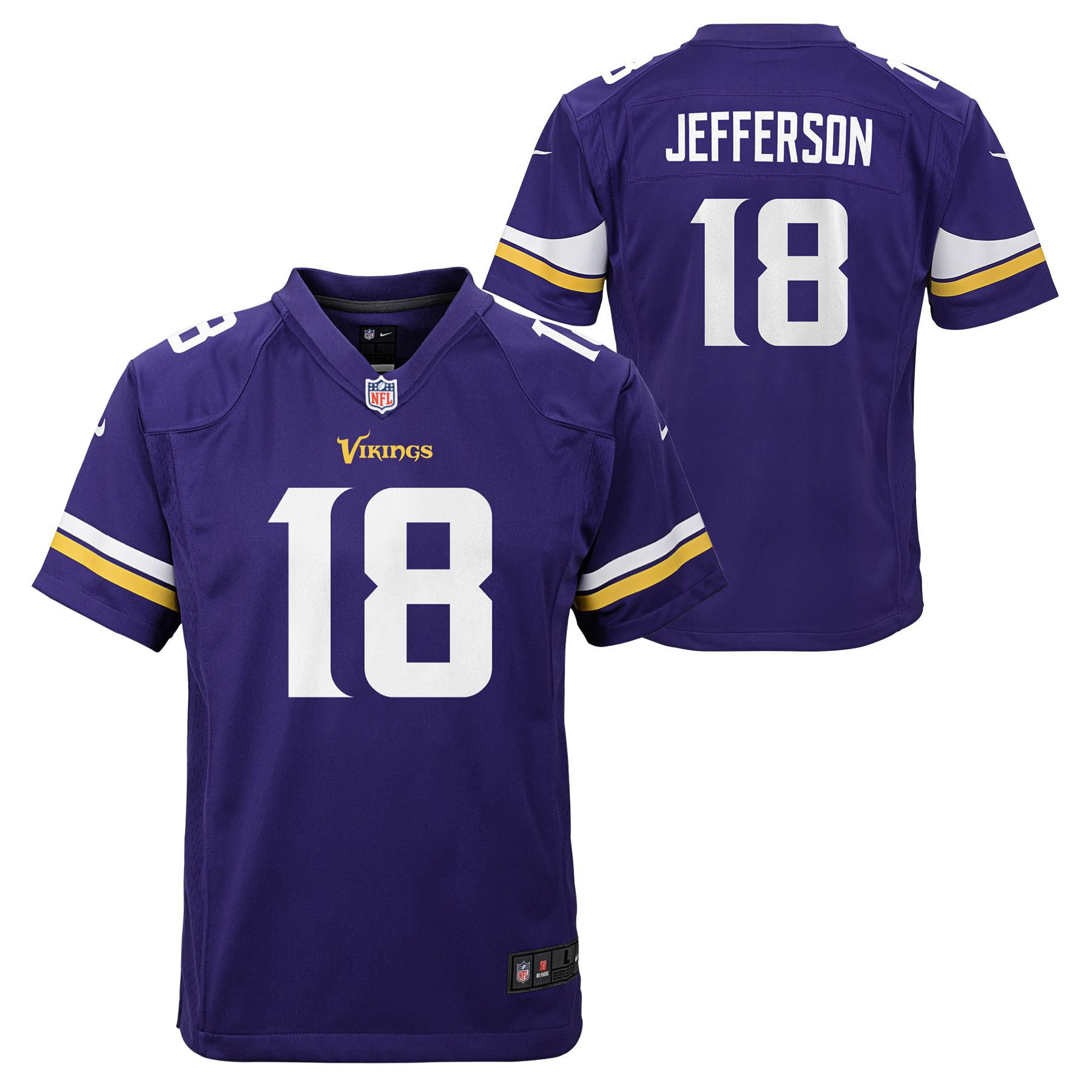 Justin Jefferson #18 Minnesota Vikings Game Football NFL Jersey Purple (YOUTH)