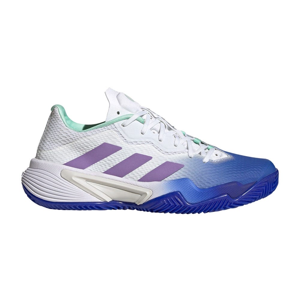 WOMEN’S WHITE AND BLUE ADIDAS BARRICADE CLAY HQ8428 SHOES