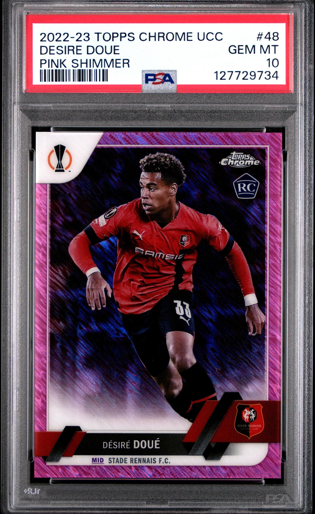 2022-23 TOPPS CHROME UEFA CLUB COMPETITIONS 48 DESIRE DOUE PINK SHIMMER PSA 10 127729734