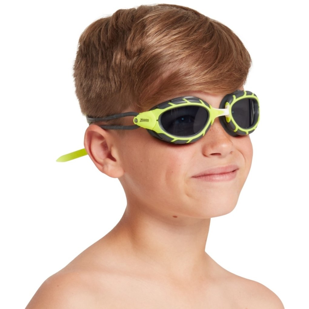 Zoggs Predator Junior Swimming Goggles Kids - Lime/Grey/Smoke
