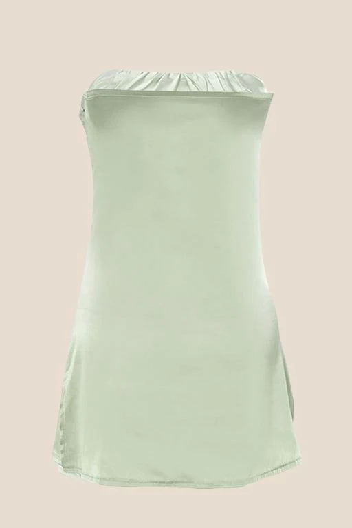 Strapless Ruched Green Split Mini Dress