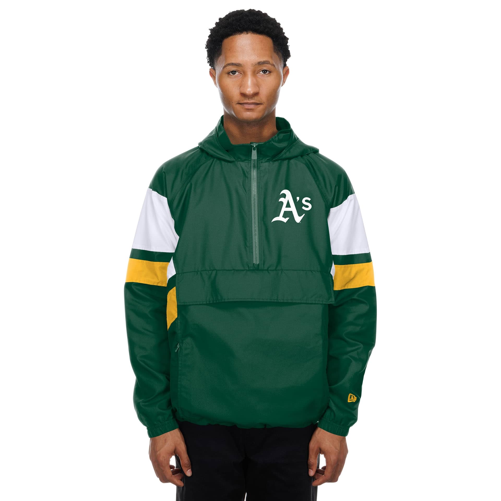 Athletics MLB Quarter Zip Windbreaker Jacket Green