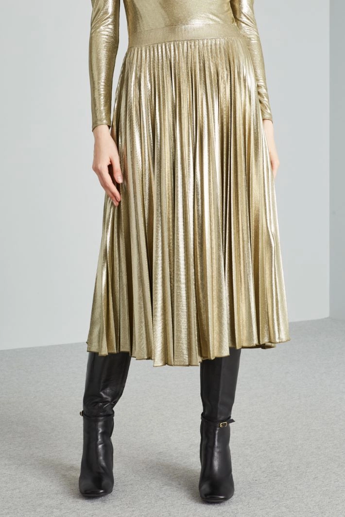 Laminated  jersey skirt - GOLD OLIVE