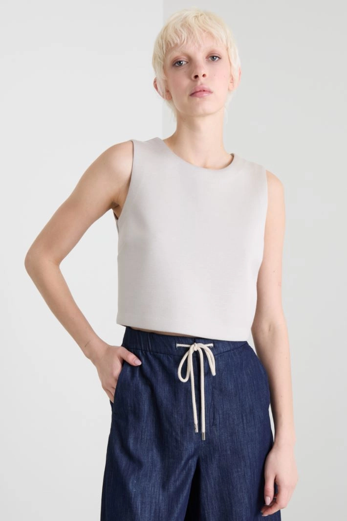 Compact jersey top - PEARL GREY