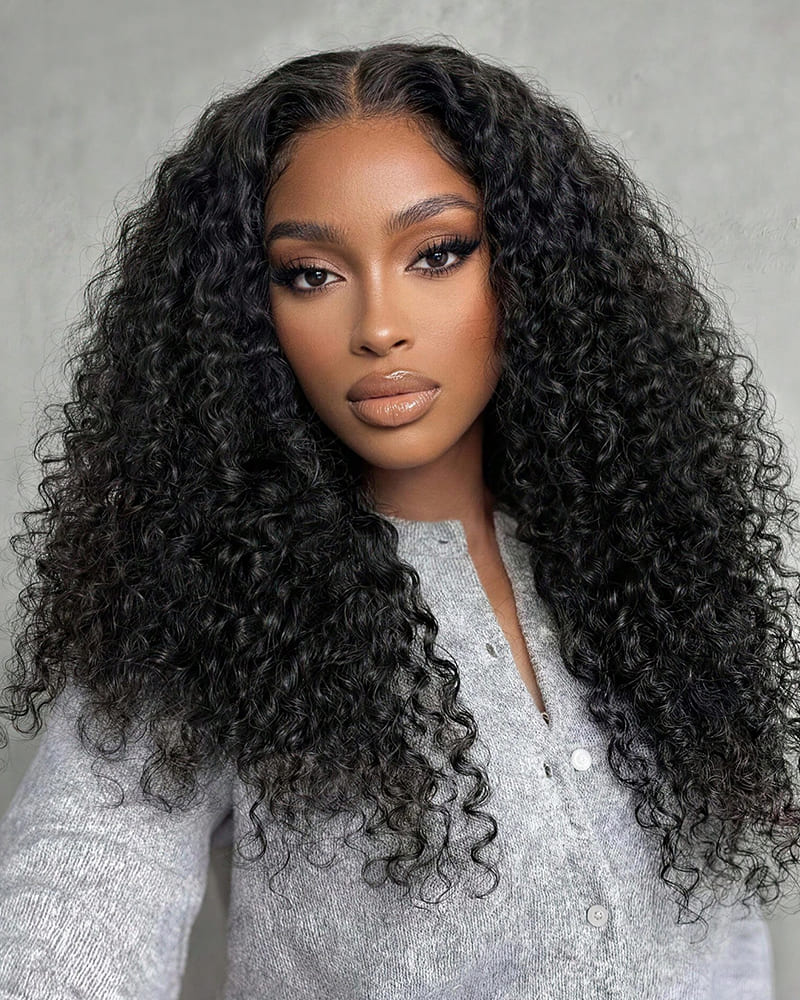Ophirawig13x6 HD Lace Glueless Wig Water Wave With Drawstring Natural Black 100% Human Hair Wig