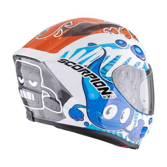 Casque intégral Scorpion Exo EXO-JUNIOR- THE4ELEMENTS - Blanc / BleuRef : SC1172