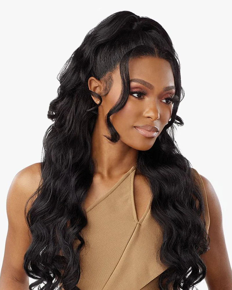 Ophirawig 360 Full Lace Glueless Body Wave Wig Invisi Drawstring Natural Black Pull & Go