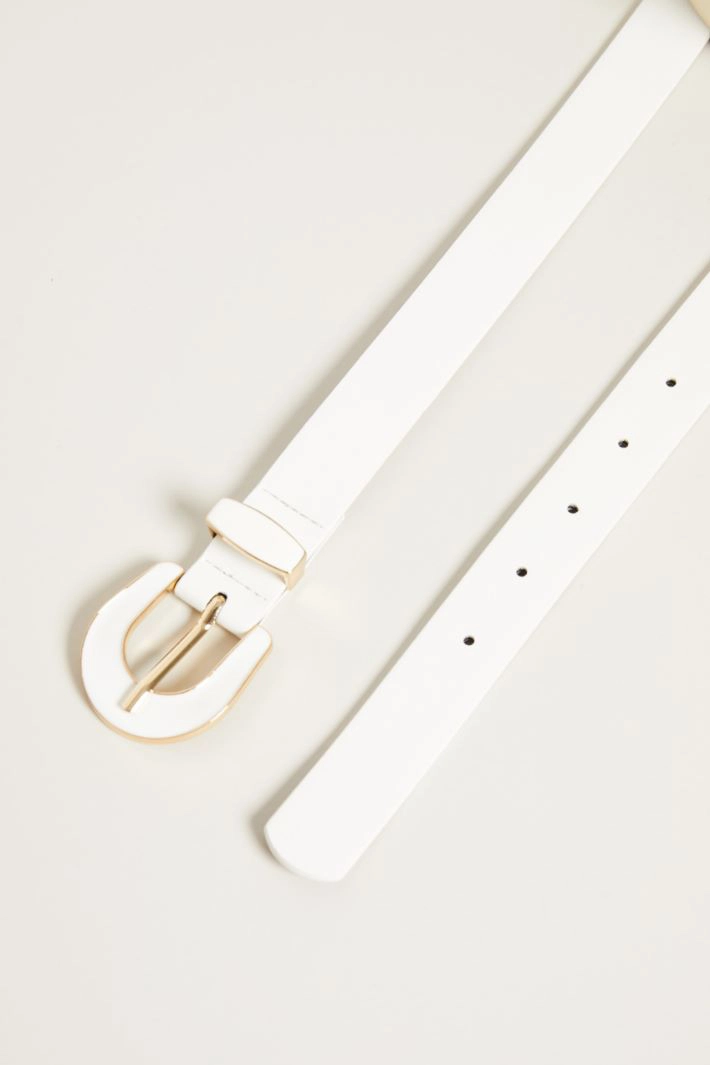 Lacquered buckle belt - WHITE