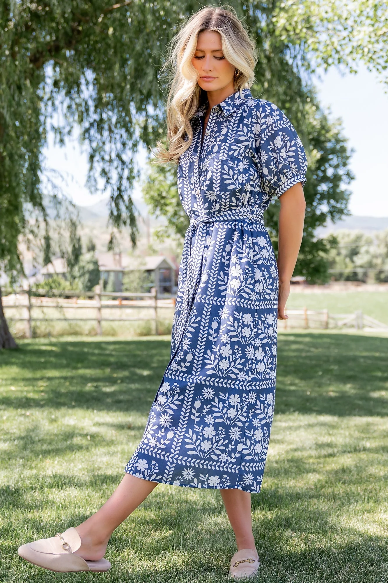 Karla Midi Dress | Deep Slate + White Floral