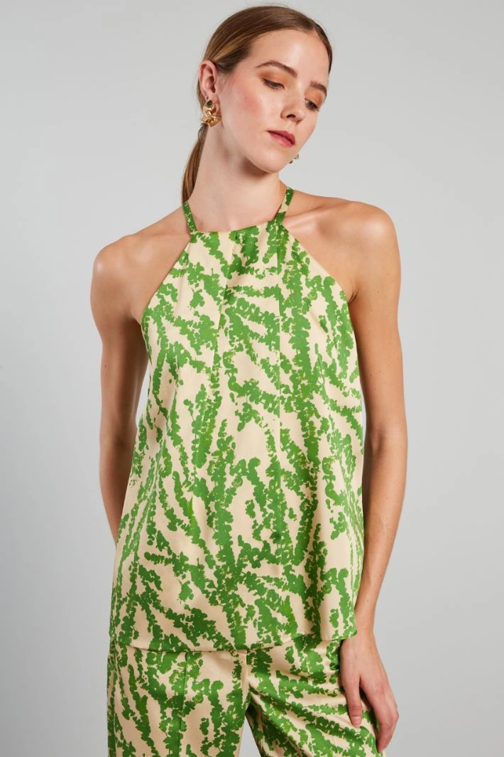 Halterneck top - GREEN IVORY