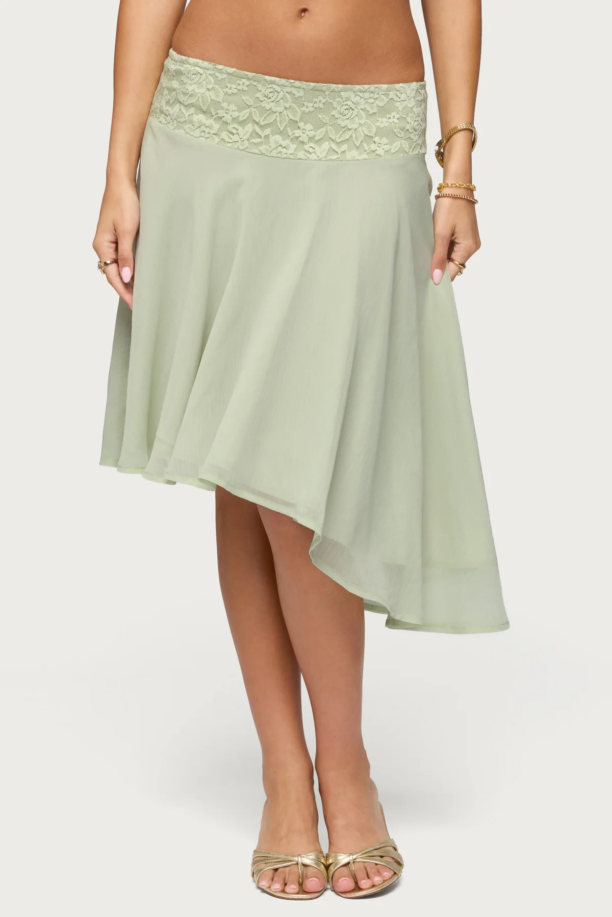 Evia Lacey Asymmetric Midi Skirt
