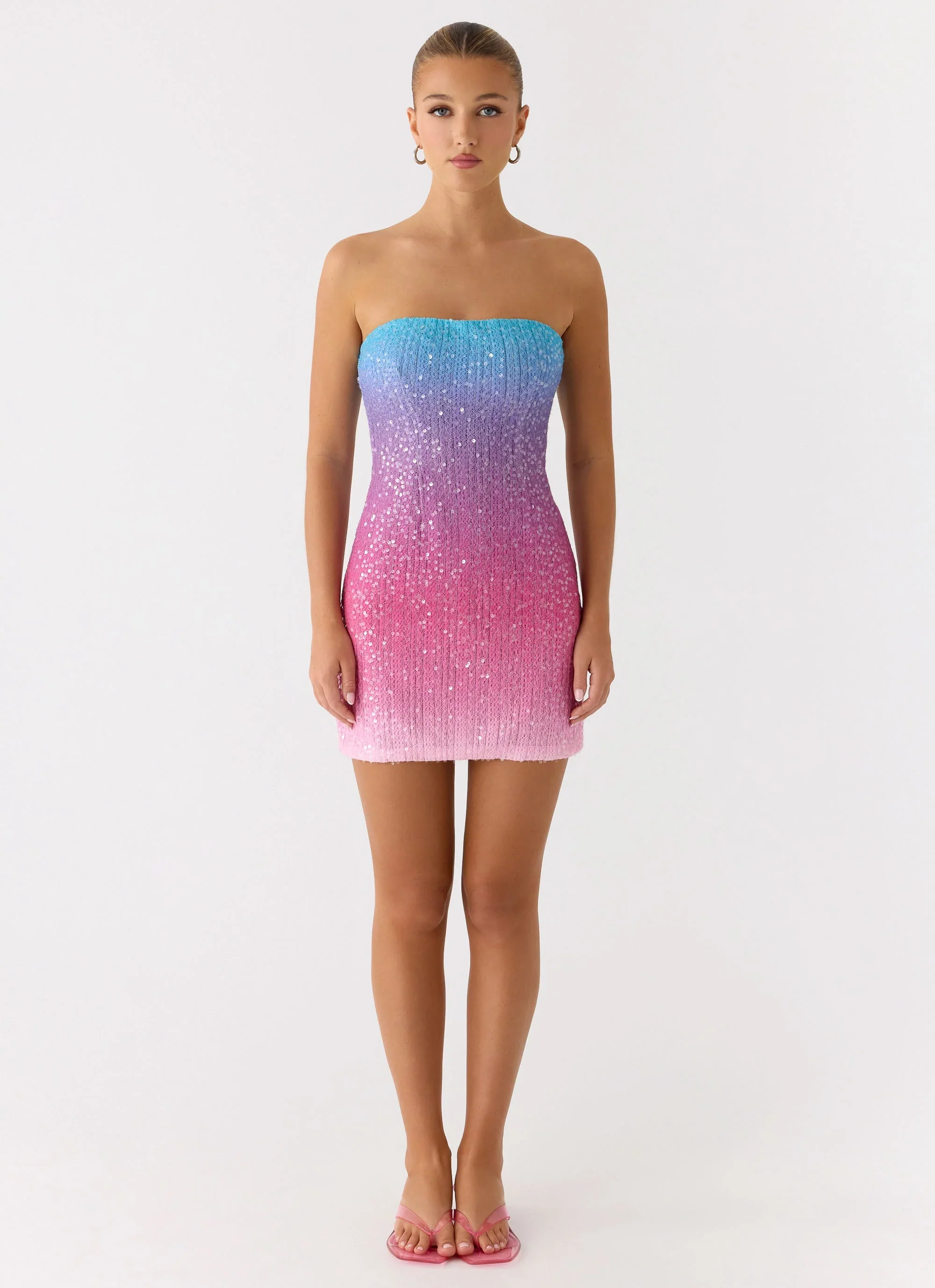 Step Closer Sequin Knit Mini Dress - Disco Ombre