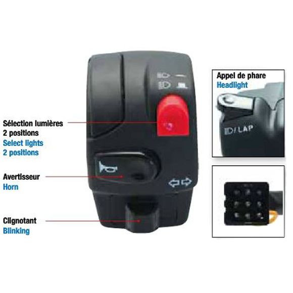 Commodo électrique Domino gauche 4 fonctions UniverselRef : DO0014 / 1078767