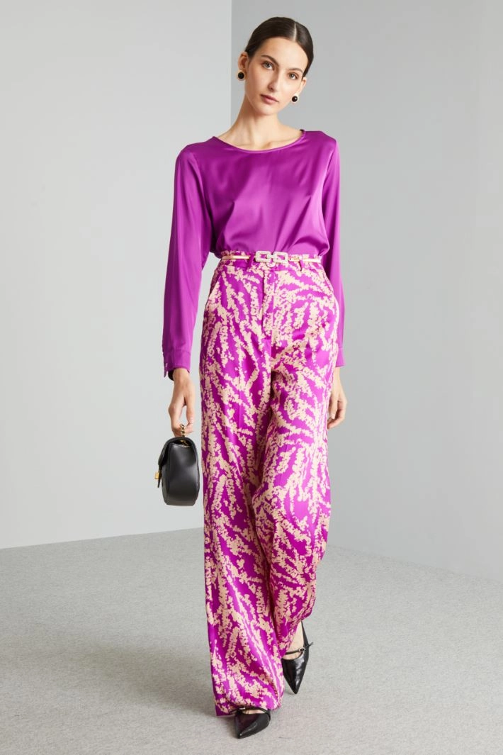 Twill palazzo trousers - CYCLAMEN BUTTER