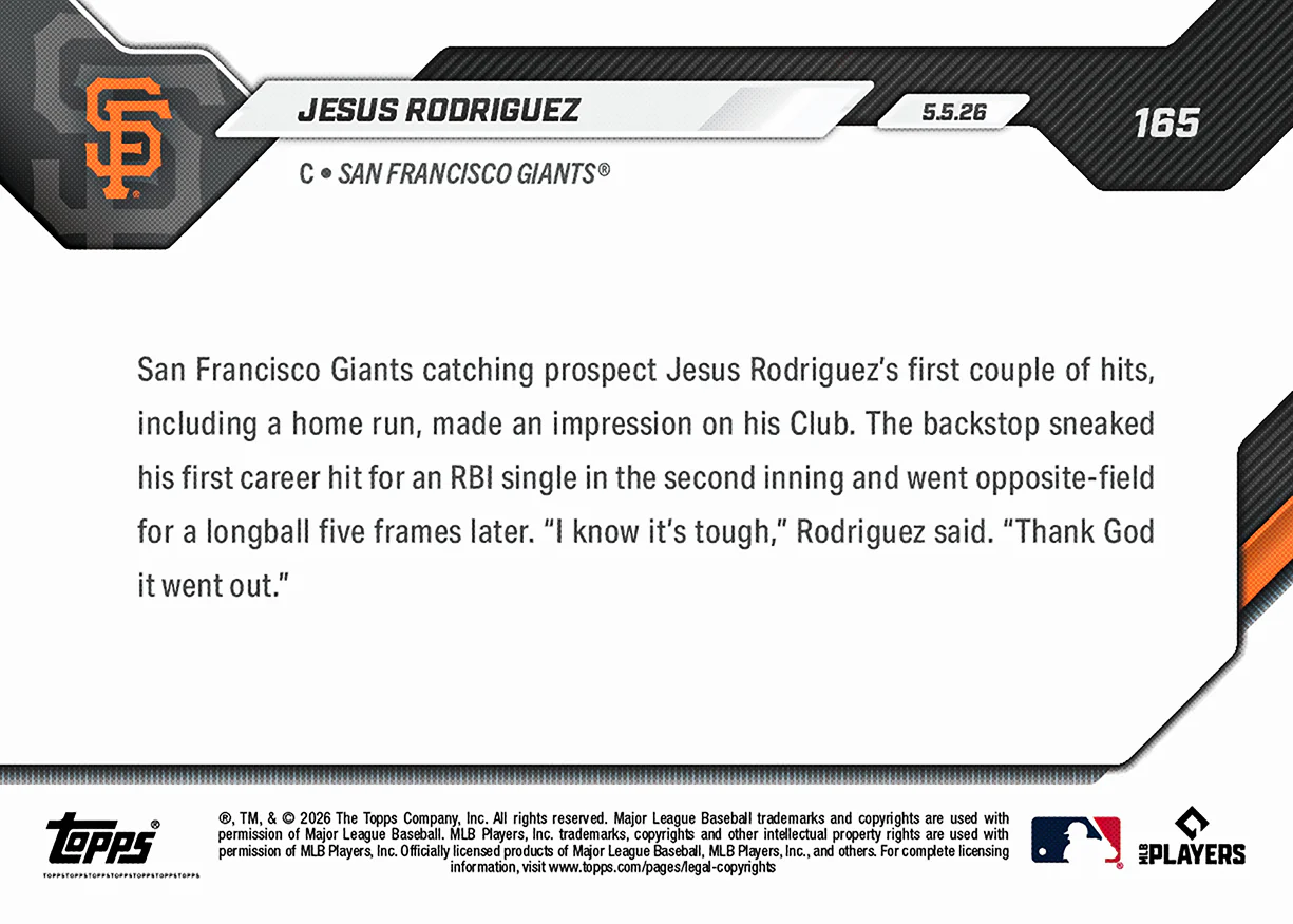 Jesus Rodriguez - 2026 MLB Topps NOW® - Card 165