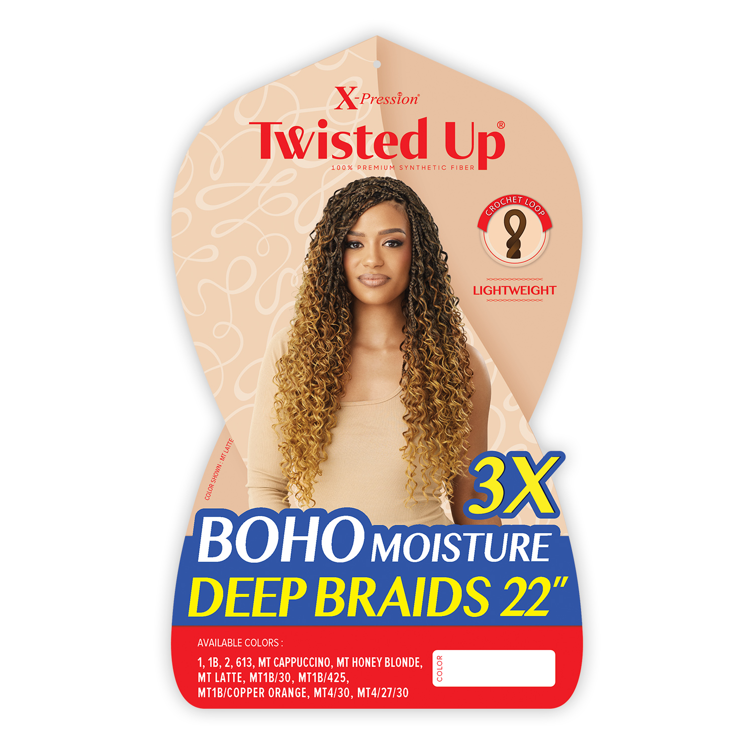Outre Crochet Braids X-Pression Twisted Up 3X Boho Moisture Deep Braid 22