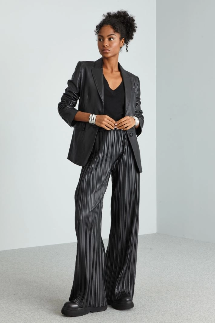 Coated jersey trousers - BLACK