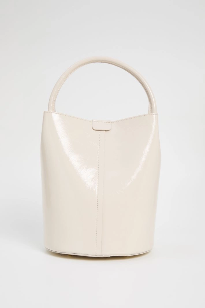 Bucket bag with patent finish - IVORY