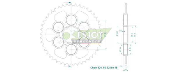 Couronne Esjot 45 dentsDUCATI 955 STREETFIGHTER V2 - 2022 - 2023Ref : ESJO00067A / 12113044