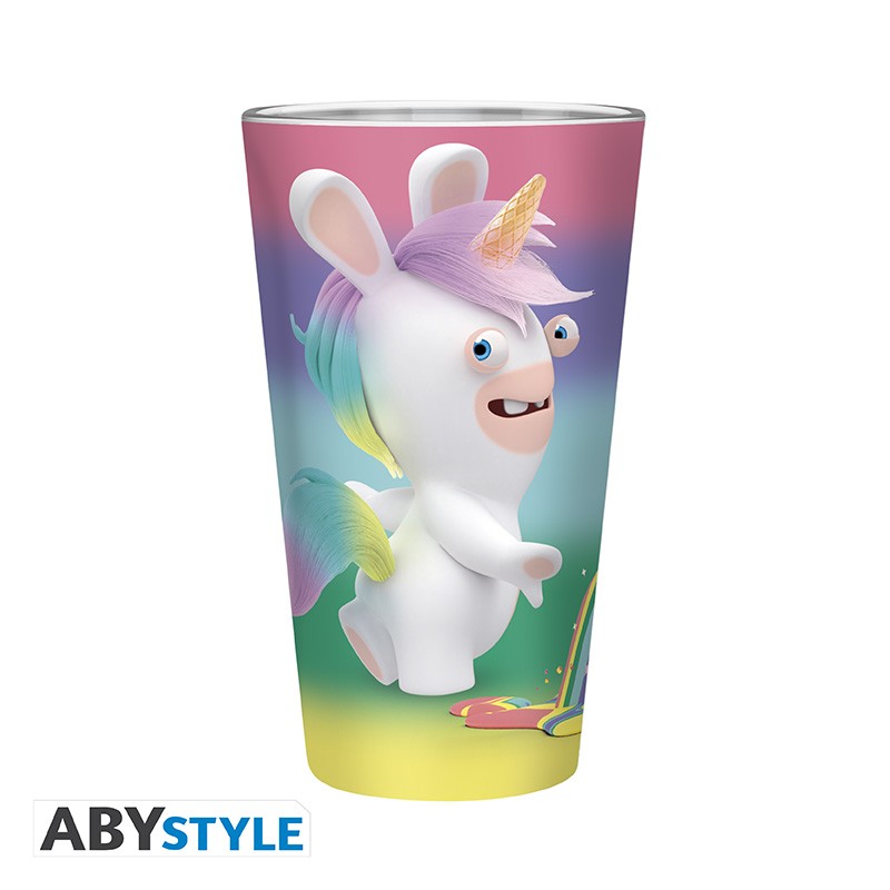 RAVING RABBIDS Large Glass Rainbow Rabbids
