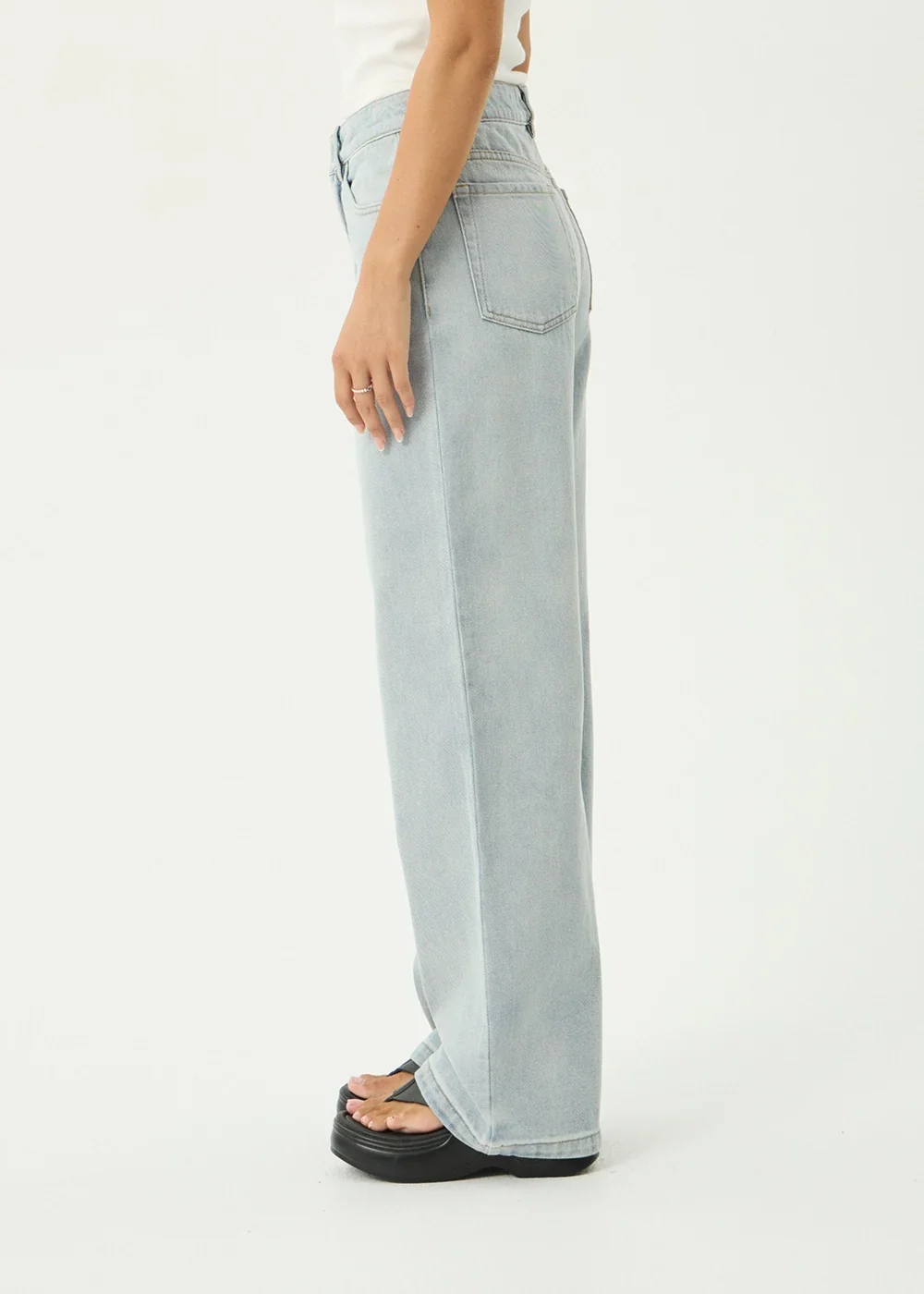 AFENDS Womens Bella - Denim Wide Leg Jean - Stone Blue