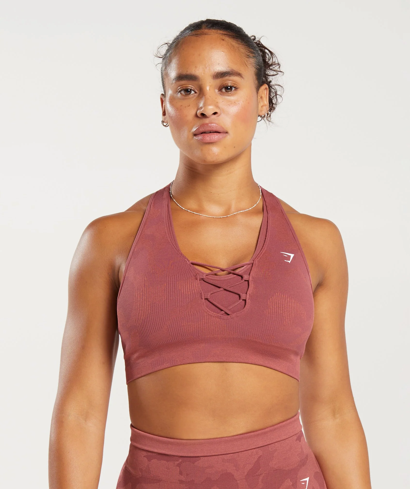 Adapt Camo Seamless Ribbed Sports Bra Soft Berry/Sunbaked Pink