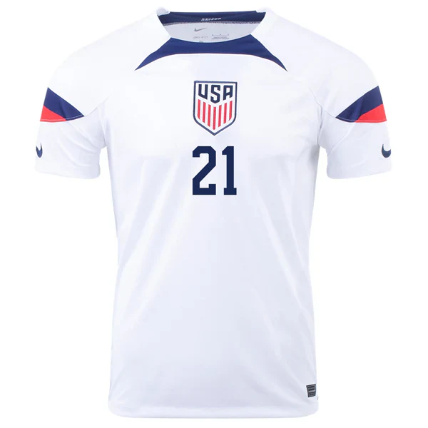 United States Timothy Weah Home Jersey 22/23 (White/Loyal Blue)