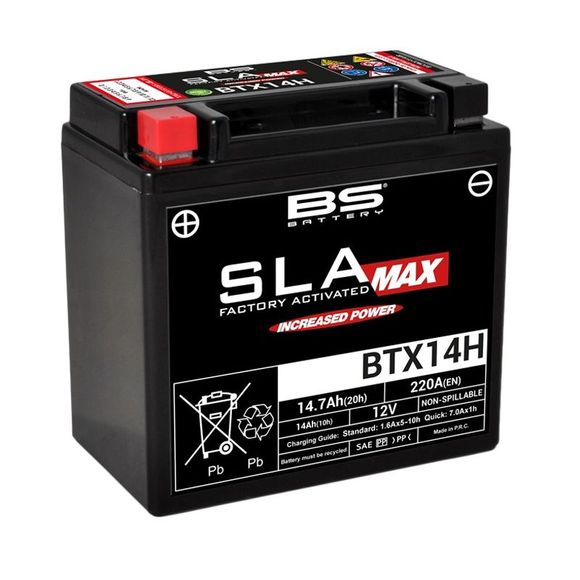 Batterie BS Battery SLA MAX YTX14H/BTX14H ferme Type Acide Sans entretien/prête à l'emploiRef : BTX14H-SLA / 1077866