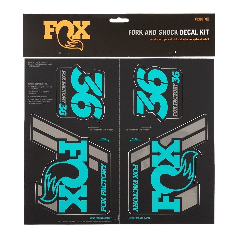 FOX Decal Kit 2019 AM Heritage for Suspension Fork and Rear Shock - turquoise