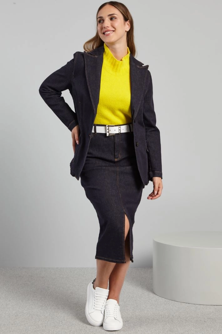 Slim fit denim blazer jacket - DENIM BLUE