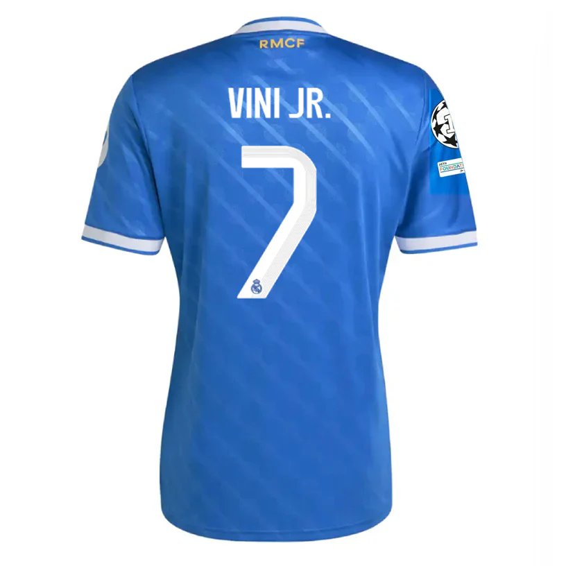 Vini Jr. Men's Real Madrid Third Jersey 25/26 w/ Champions League Patches (Blue/White)
