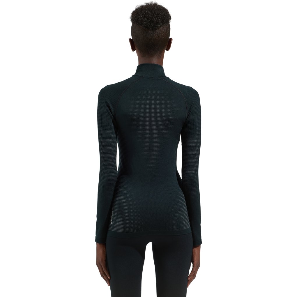 Odlo Performance Warm Half-Zip Long-Sleeve Base Layer Top Women - black - new odlo graphite grey