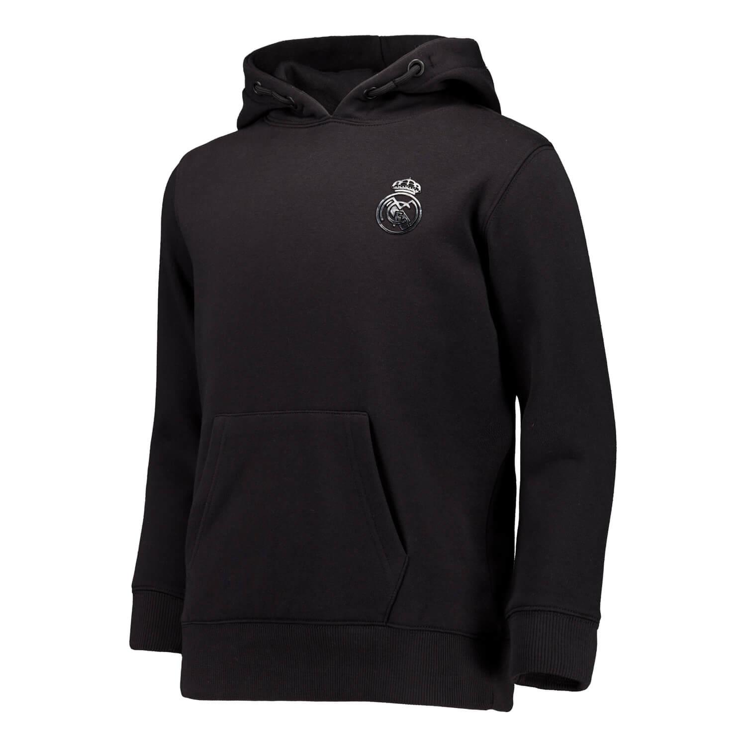 Kids Blackout Hoodie Backprint Black Real Madrid