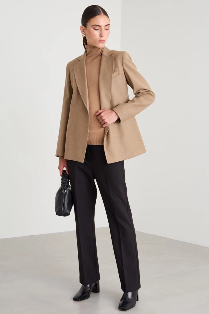 Wool flannel blazer - CAMEL