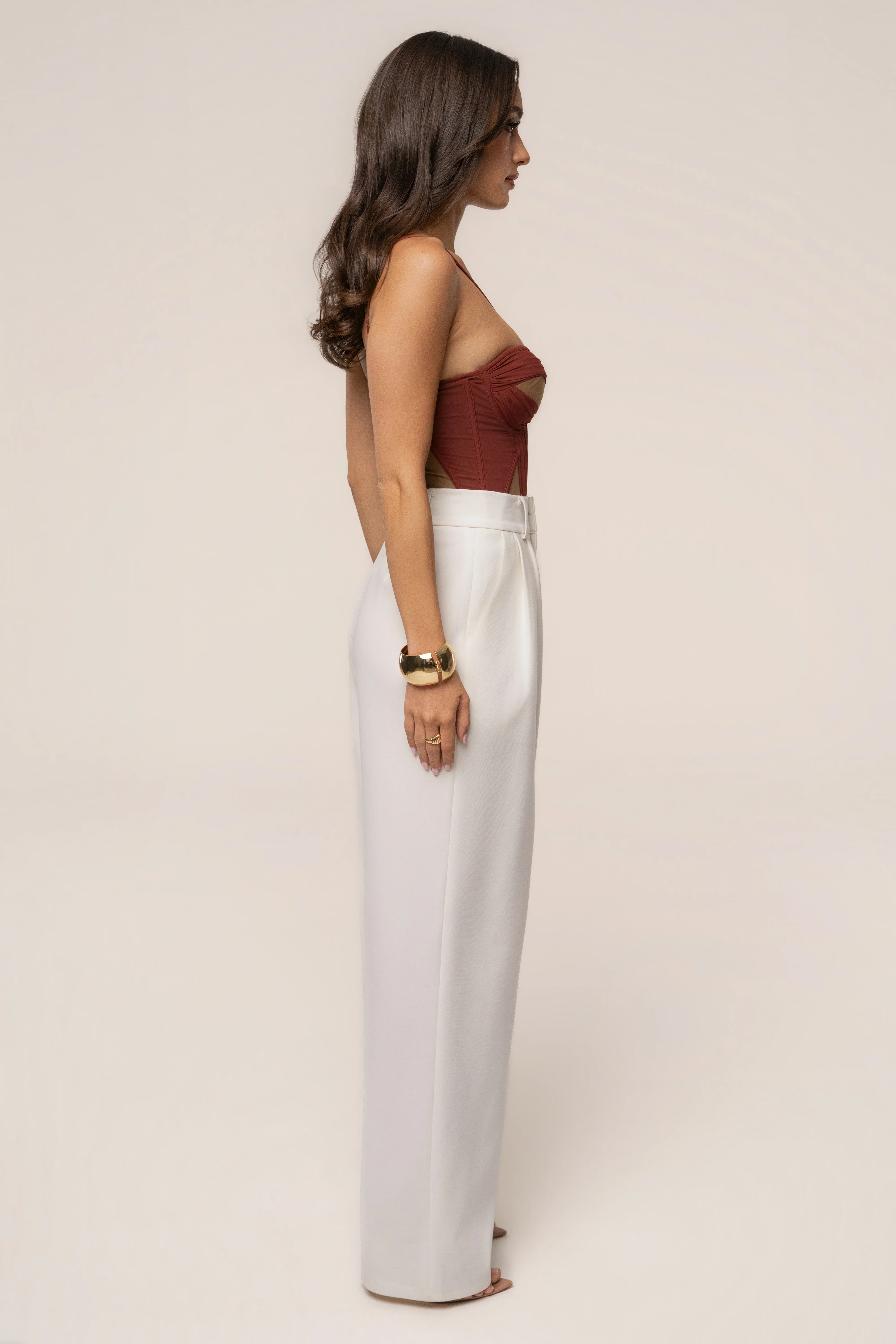 Maroon Illusion Contrast Bodysuit