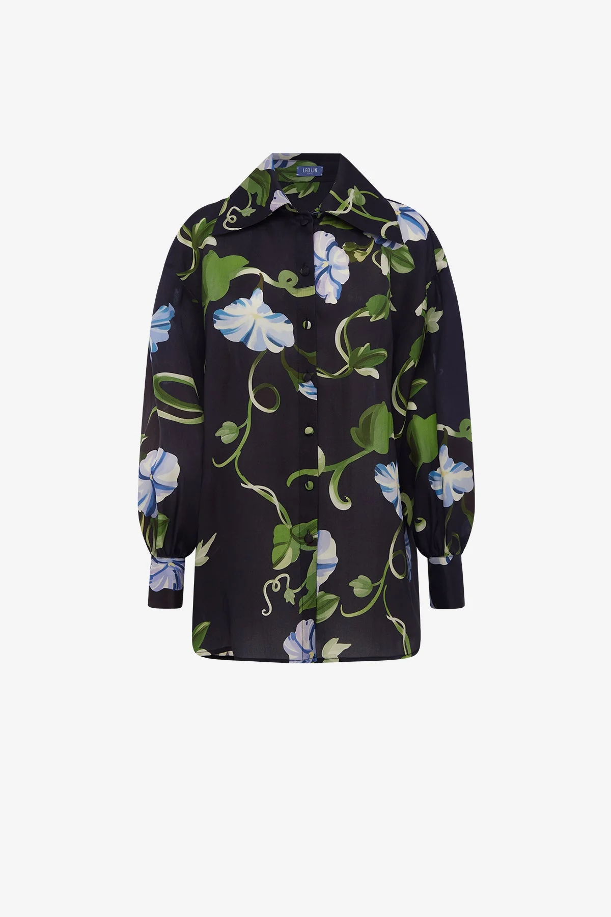 Kathleen Silk Blouse - Vine Print in Ebony