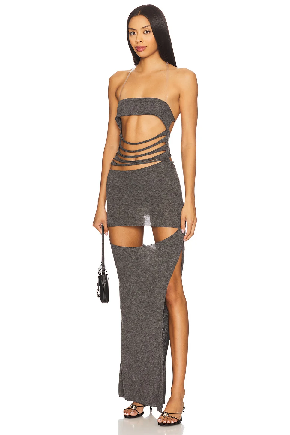 Slashed Jersey Maxi Dress