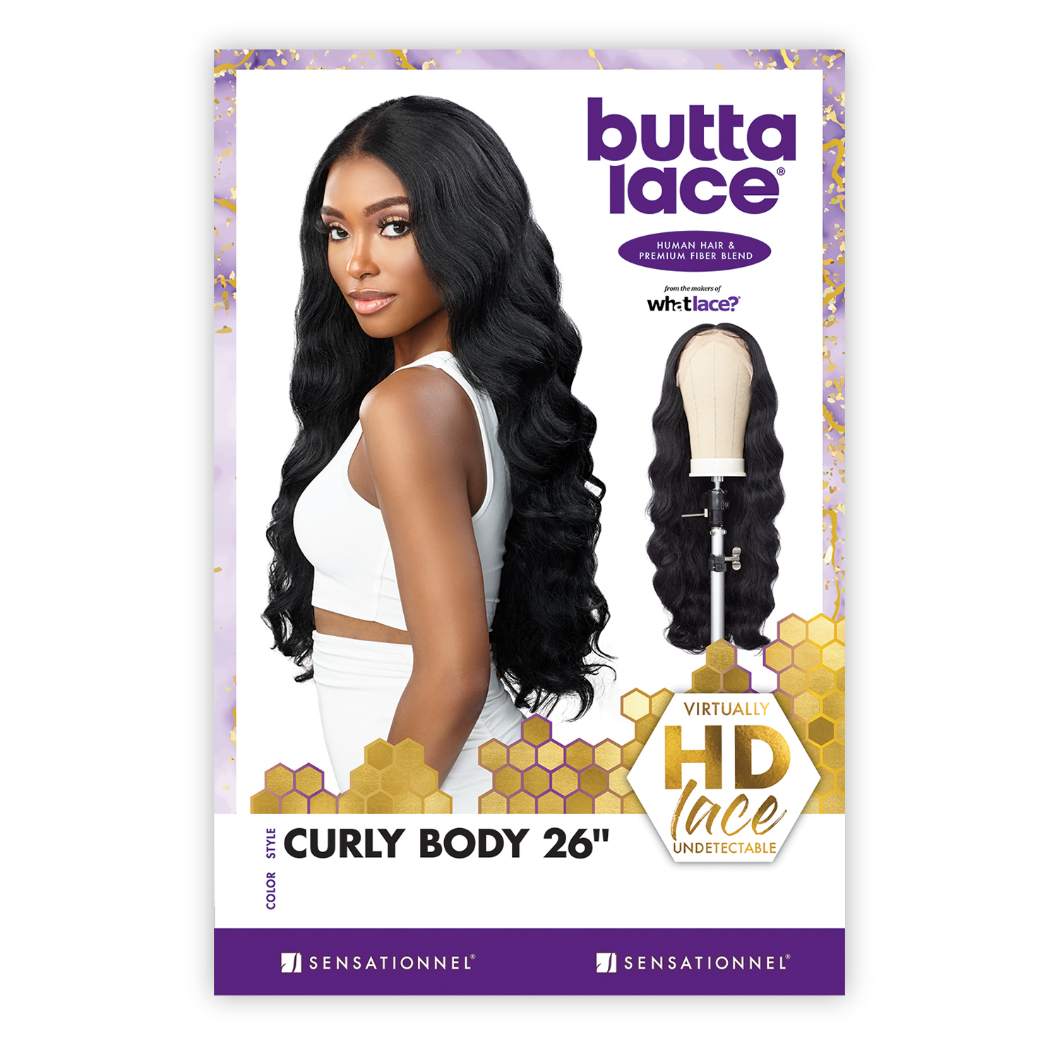 Sensationnel Human Hair Blend HD Lace Front Wig Butta Lace Curly Body 26