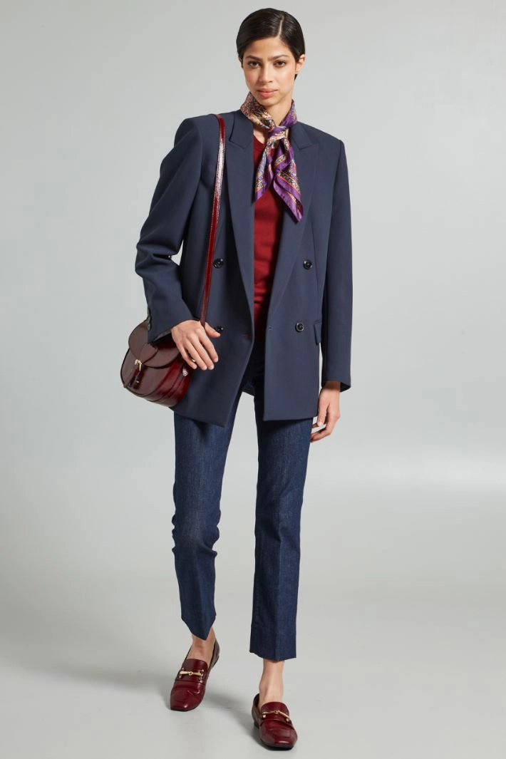 Viscose canvas blazer - DARK BLUE