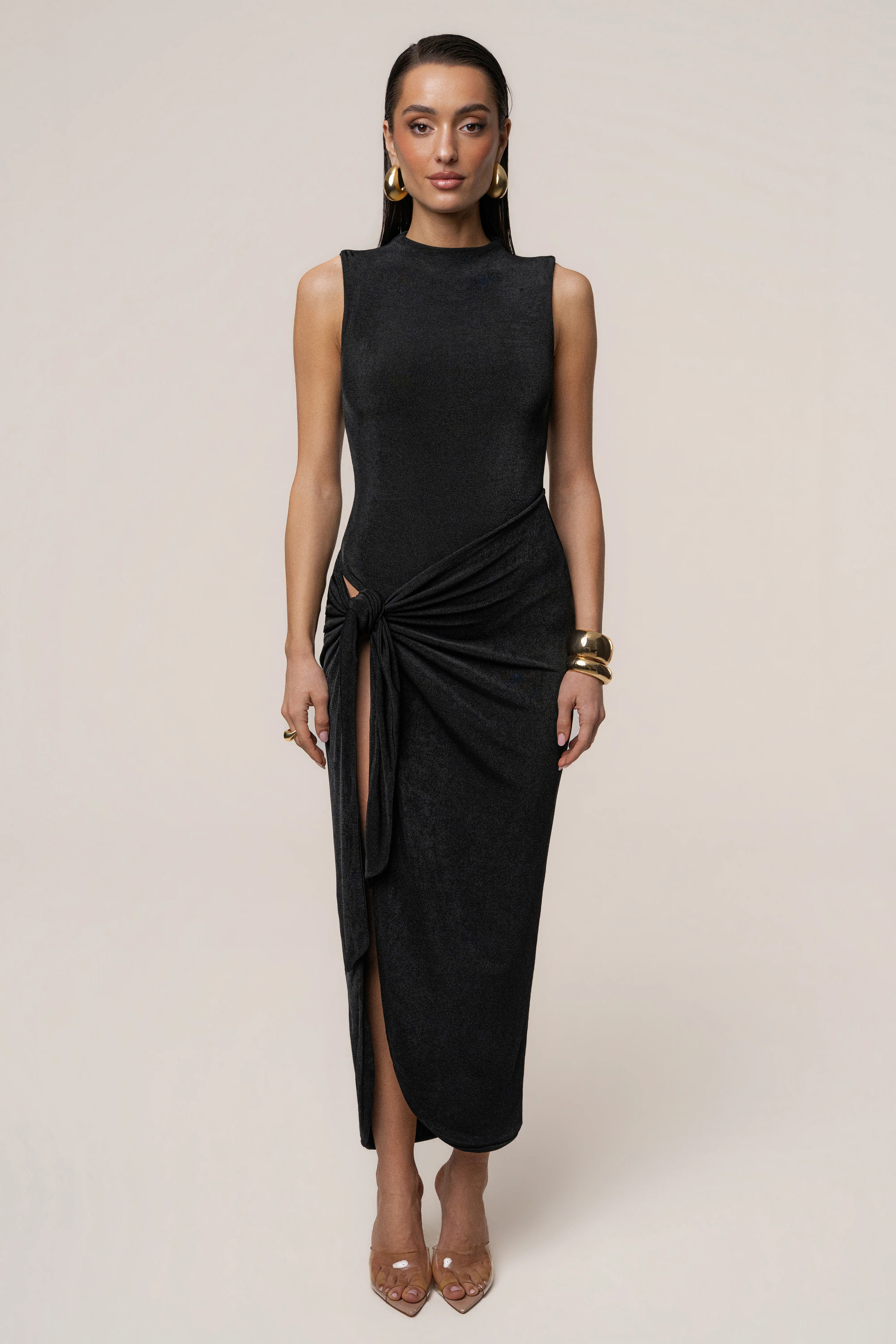 Black Aubree Midi Dress