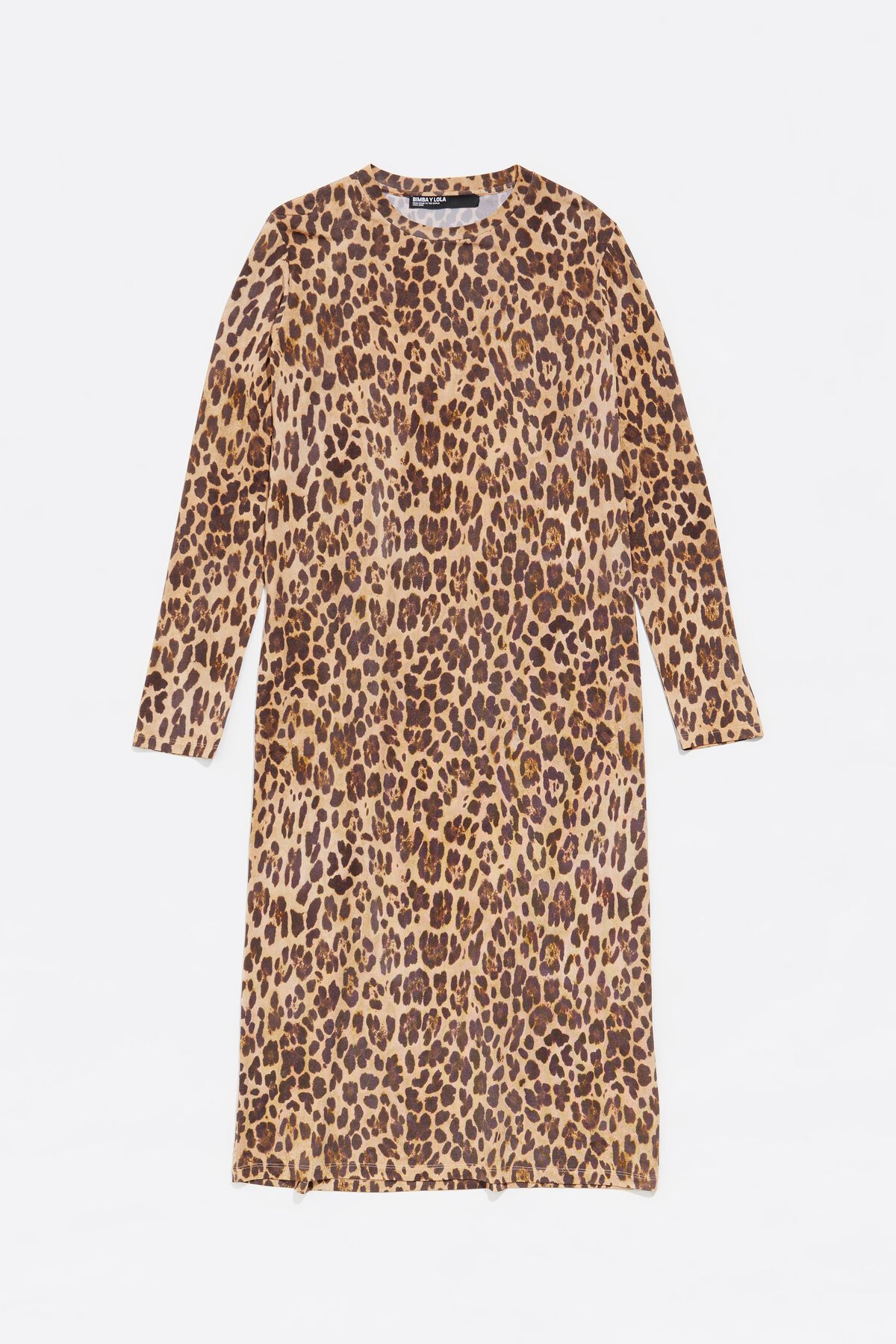 Beige Leopard viscose midi dress