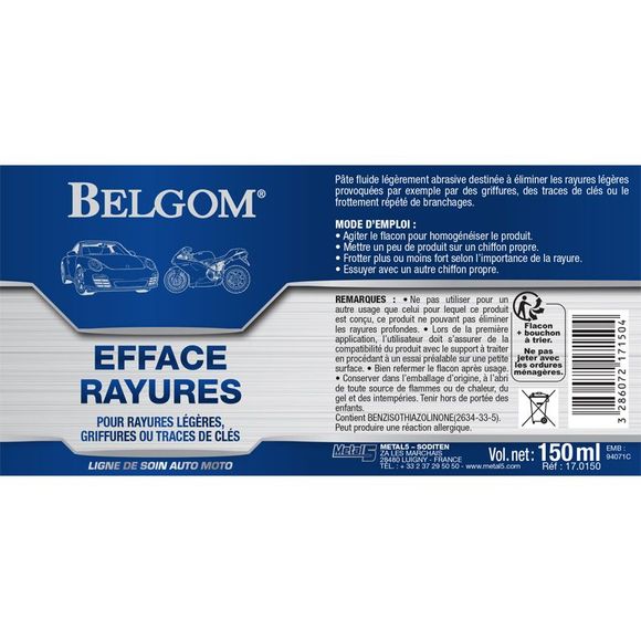 Renovateur peinture Belgom Efface rayures UniverselRef : BO0005 / BE10