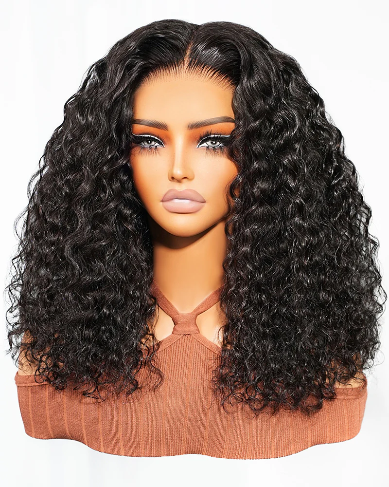 Ophirawig 3D Lace Half Wig Water Wave Wig Natural Black Breathable & Security