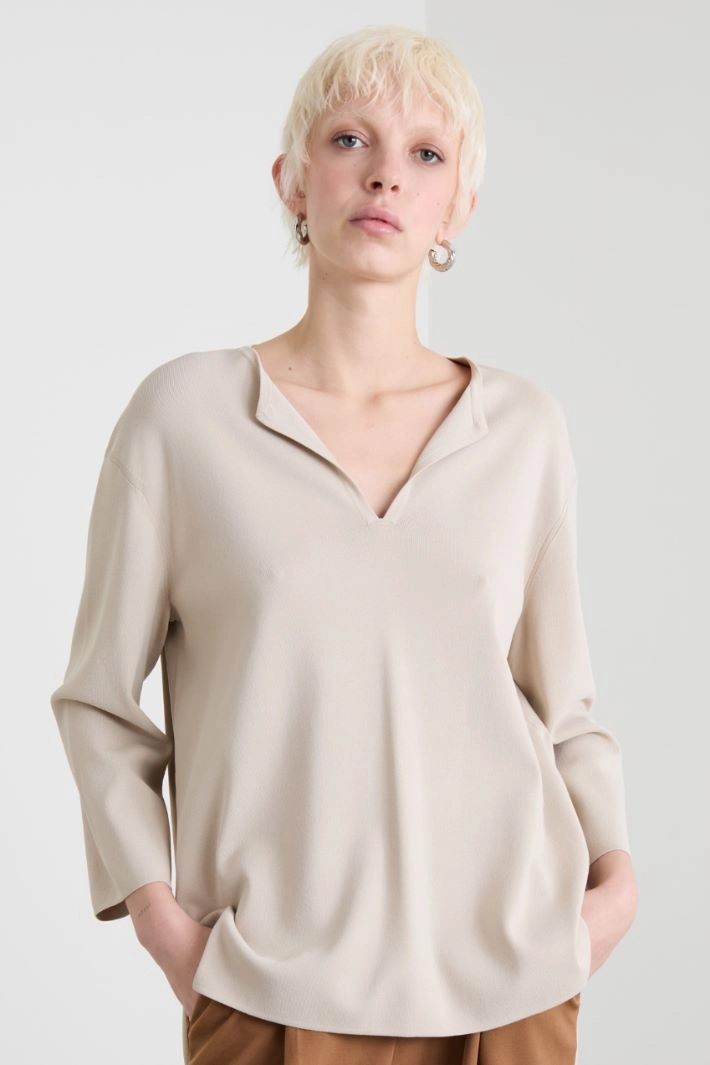 Viscose crepe sweater - SAND
