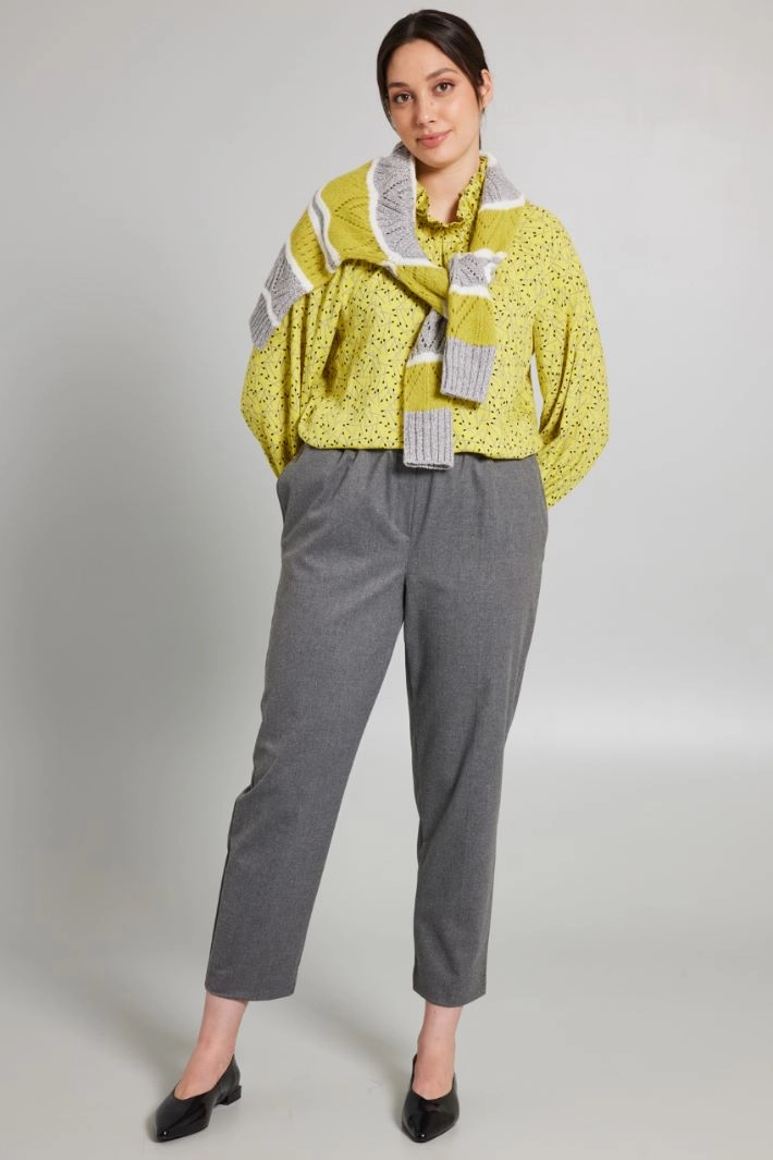 Frilled collar blouse - YELLOW BLACK