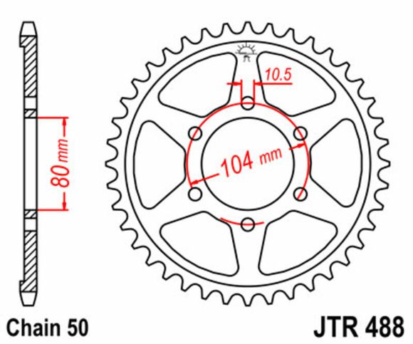 JT. steel standard sprocket 488 - 530Ref: Jtc00113A / 1075066007