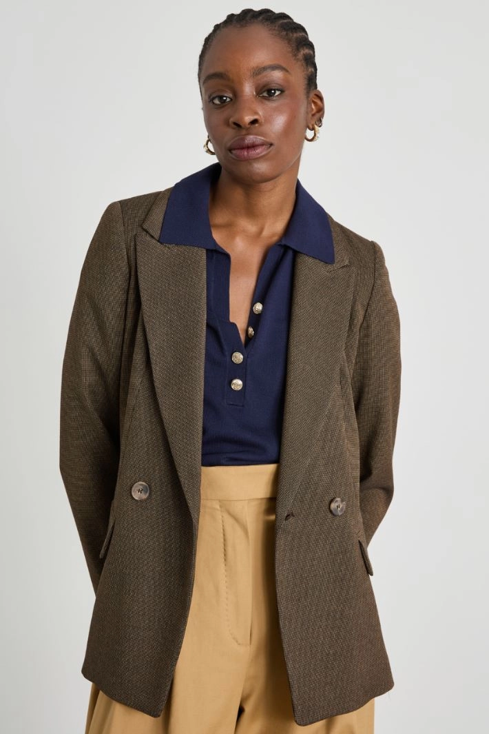 Yarn-dyed blazer - BROWN