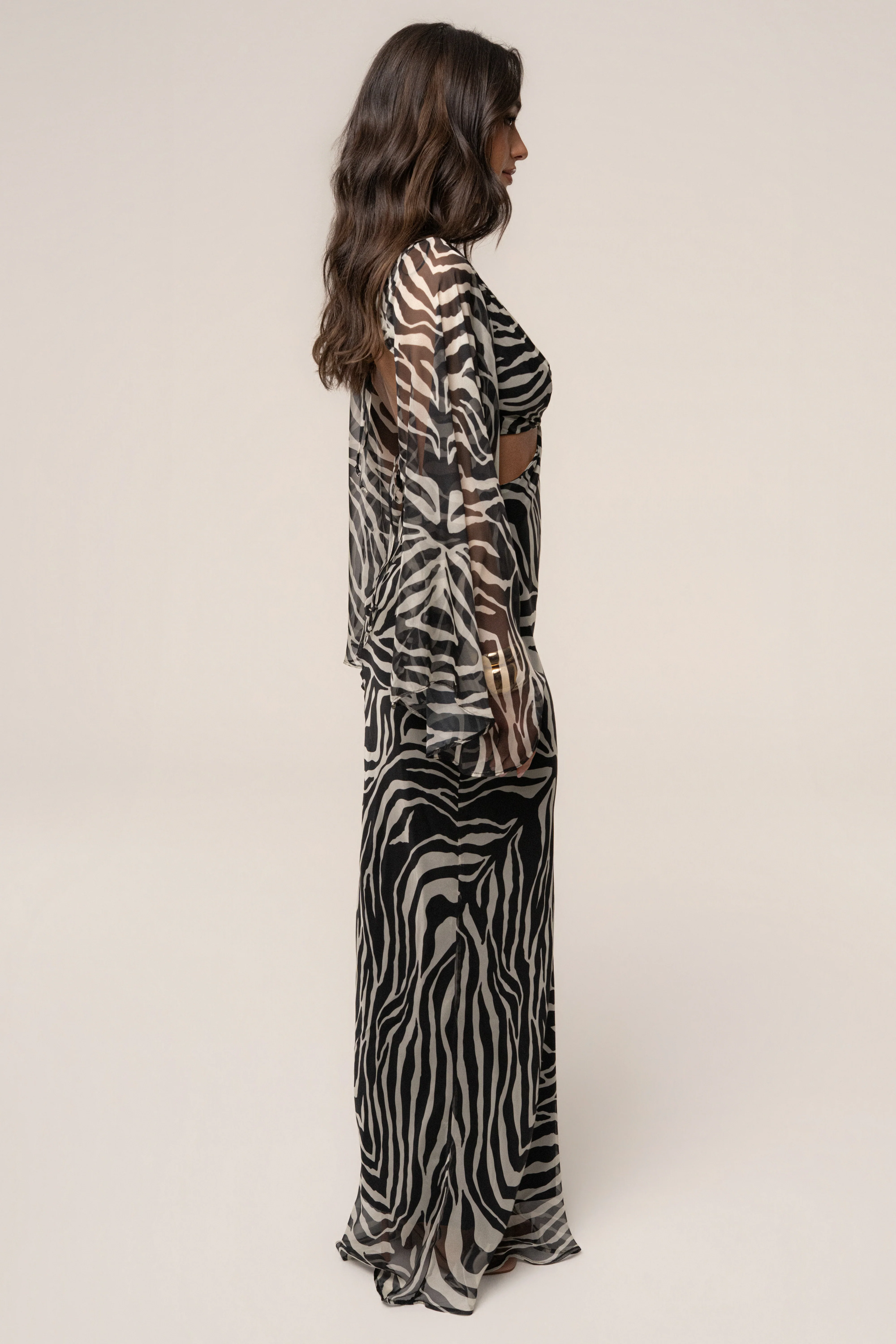 Black Zebra Instincts Print Maxi Dress